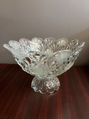 Pressed Glass Compote Bowl in Clear Glass